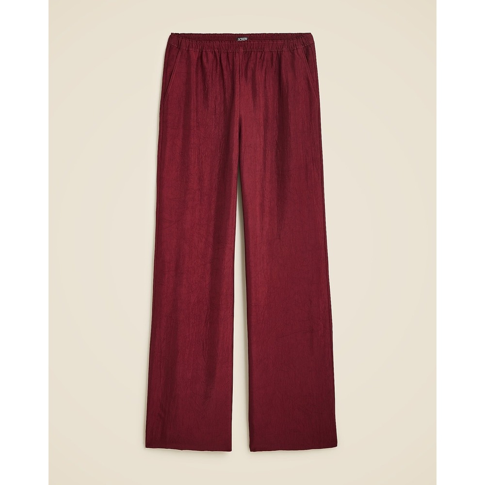 J.Crew Pants Status Textured Satin Pull On Burgundy Red XL
